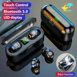 Vitog Original F9 Wireless Bluetooth Earphone with MicNoise Cancelling TWS 5.0 Bluetooth Earbuds for Gaming with LED DisplayWaterproof HD Call Bluetooth Headset for Xiaomi iPhone Huawei Samsung ViVo Oppo Realme Mobile Phone/Lapto