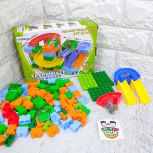 Mainan edukasi Anak DIY Building Brick Balok Susun Track maze toy brick 98pcs  mainan anak Brick Balok Maze Block Bata Bangunan Mini Track Slide Ball Marble Race Run Maze Block Track Slide Ball
