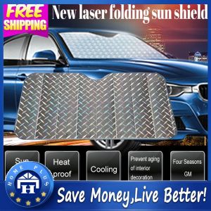 【Local delivery】 140*70CM Bubble Windshield Sunshades Windshield Sunshades Front Summer Shades Extra Thick Laser Summer Sun Protection SUV Cross-country Sun Block Sunshade car Windshield Sunshades-Laser-140*70