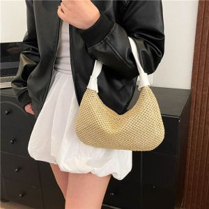 CHANBAEK Summer Weave Straw Bag Leisure New Beach Handbag Elegant Casual Straw Shoulder Bag for Girls