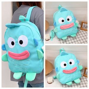 TINGTIAN Cartoon Hangyodon Backpacks Nylon Doll Cartoon Backpack Kawaii Handbag Large Capacity Schoolbag Children