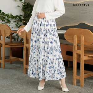 Rok Plisket Motif Bunga Wanita Rebertus Alena