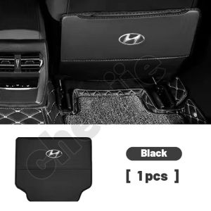 high quality Car Seat Back Anti Kick Pad Leather Waterproof Car Seat Back Protector Cover With Storage Bag Interior accessories For Hyundai Starex Accent Tucson Eon Elantra Santa Fe i10 H 100 Sonata Getz Veloster Genesis Grandeur