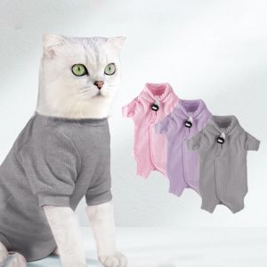 OUTOPEN Breathable Cat Recovery Suit Anti-licking Soft Pet Jumpsuit Practical Adjustable Cat Suit Vest For Small Dog Cats