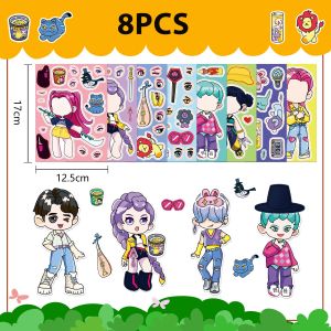 สติกเกอร์ปริศนารูปนักล่าปีศาจเคป็อป8ชิ้นสำหรับเด็กๆของขวัญเกมของเล่นแบบ DIY ของคุณเอง