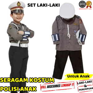 Seragam Polantas Busana Pawai Fashion Show Polisi Anak Polwan Pocil Full Aksesories Laki Perempuan