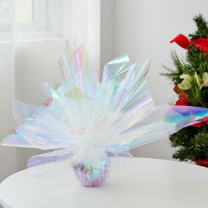 HOLOGRAM LEMBARAN Plastik OPP holographic rainbow transparent pelangi kertas bunga wrapping paper 6045