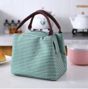 Tas Bekal Cooler Bag Motif Salur Tahan Panas Dan Dingin Lunch Bag Stripe Bahan Tebal