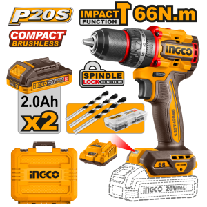 INGCO 20V 66NM CORDLESS IMPACT DRILL | COMPACT BRUSHLESS MOTOR | CIDLI20668 CIDLI206681