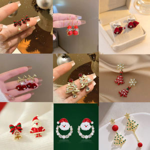 Fashionable Ring Gift 欧美新款S925银针圣诞系列耳环合集不对称耳饰甜美可爱女节日礼物