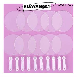 HUAYANG01 [2023 new HOT FASHION] lazlook 50Pcs 5cm Cute Mini Transparent Blank Fan Child Kids DIY Art Fan Wedding Birthday Party Favors Girlfriend Boyfriend Ideas Gift