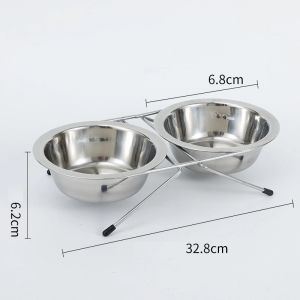 Elevated Pet Bowl Double Bowl Stainless Steel Cat Dog Feeder Removable Stand Anti Slip 304 Durable