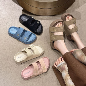Thick Soled Sandals for Women in Summer New Small Fragrance Style Letter Slippers for Outdoor Wear Beach Sandals for Women Trendy