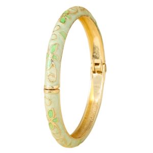 INGER Enamel Floral Vintage Cloisonne Bangle Traditional Colorful Chinese Flower Bangle Dainty Classic Womens Hand Bracelet Ladies