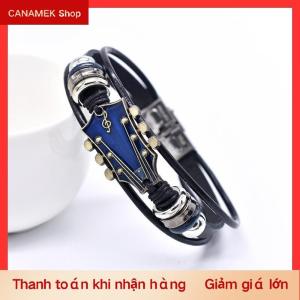 CS Retro PU da Guitar Vòng đeo tay PUNK ROCK handmade bện nhiều lớp bọc vòng đeo tay