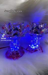 ✨ Bộ Đèn Thờ Sen Pha Lê Cao Cấp 2 Châu Dẹp 2502 - 15cm