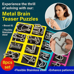 Educational Puzzle Toy 9 Interlocking Rings Metal Brain Teaser For Kids Adults Improve Logic Skills Nine Consecutive Buckles Educational Toy Nine-link Ring Unlocking Educational Intelligence Toy Logic Training Tool Brain Teaser Educational