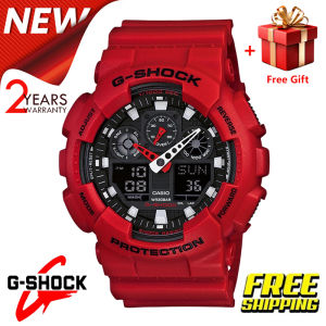 [Ready Stock] Jam Tangan Lelaki G Shock GA100 Men Sport Watch Dual Time Display  Water Resistant Shockproof and Waterproof World Time LED Auto Light Sports Wrist Watches with 2 Year Warranty GA-100B-4A