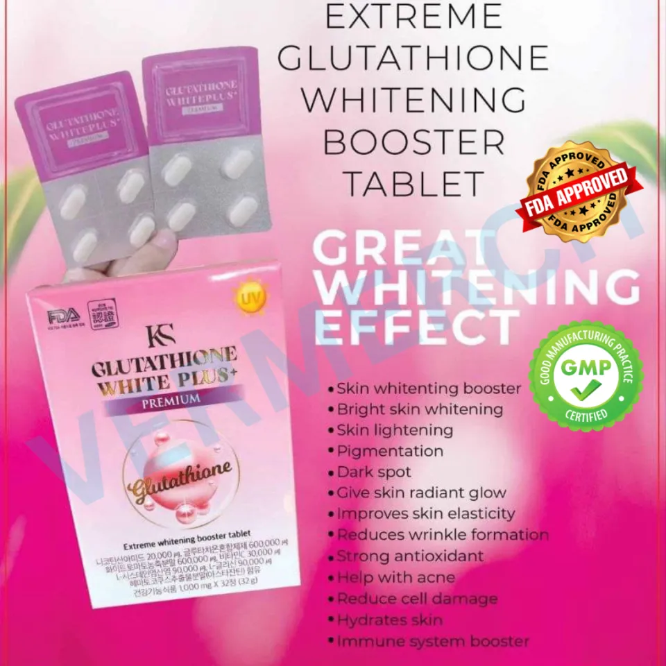 Authentic KS Glutathione White Plus+ for Skin Whitening and Brightening  from Korea (32 Tablets) KS Underarm Cream Vita UV Sun Cream Collagen and  Whitening Soap and Acne Soap White Plus - Lazada |
