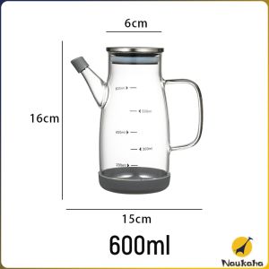 Naukaha【Ready in Stock】 600ml/800ml/1000ml Glass Oil Bottle Cooking Oil Vinegar Soy Sauce Bottle Leak Proof Kitchen Tool