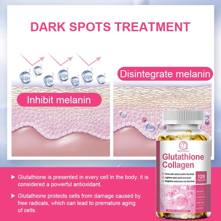 BBEEAAUU Glutathione Collagen Capsules WIth Vitamin C for Anti-aging and  boosts immune system 120pcs
