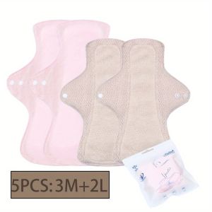 5pcs Cotton Breathable Reusable Sanitary Pads Soft Washable Mama Cloth Panty Liners Comfortable Sanitary Napkin Towels