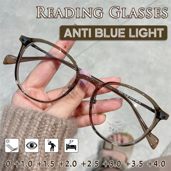 New Anti Radiation Reading Glasses with Grade To For  Women Anti Blue Light Eyeglasses Fashion Far-sight Eyeglasses Full-rim  Metal