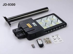 โคมถนนโซล่าเซลล์ JD Jindian แท้ รุ่น JD-9500 อุปกรณ์ครบชุด มีเซ็นเซอร์ตรวจจับเคลื่อนไหว พลังงานแสงอาทิตย์ กันน้ำ