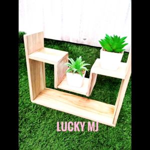 ชั้นวางต้นไม้ ชั้นวางแคคตัส ชั้นวางโชว์โมเดลเนื้อไม้สักแท้สามารถวางบนโต๊ะได้