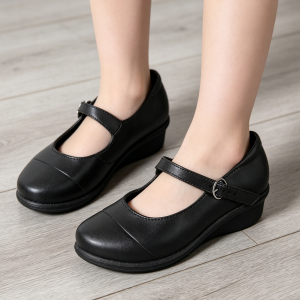 2026 New Style Girls Rubber Shoes 3cm Low Heel Stylish Black Shoes Suitable for School and Everyday Wear Size 25-35
