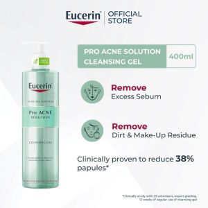 Eucerin 2IN1 Cleanser Set Brightening Spotless Gel 200ml & ProACNE Anti-Acne Wash 400ml Exfoliate Fade Marks Oil Control