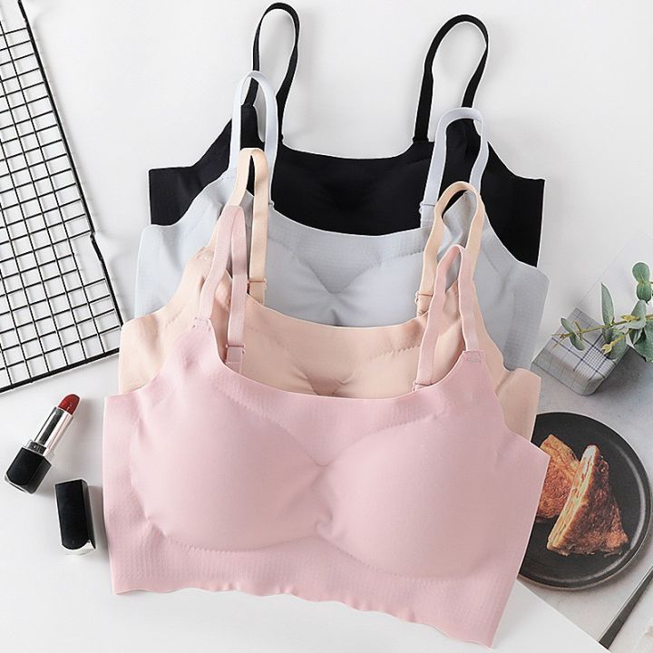 MOMO Women’s Seamless Wireless Bra Ice Silk Padded Comfort Ladies ...
