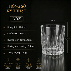 Ly Thủy Tinh Tumbler - Vertical Facet | 280ml | [LYNOIR_LY031]