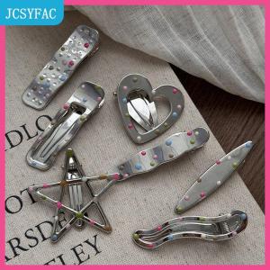 JCSYFAC Bạc Y2K Clip tóc cho phụ nữ thanh lịch kim loại Duckbill Clip Side bangs barrettes cô gái Phụ kiện tóc