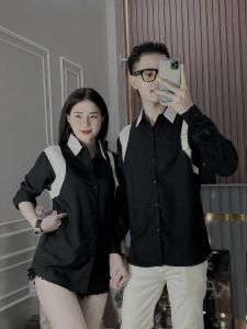 Áo sơ mi nam dài tay 2 màu trắng in phối nách chất vãi mềm mịn thấm hút mồ hôi mẫu hót trend