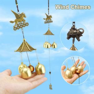 Vintage Alloy Wind Chimes Peaceful Pegasus/Prosperous Fortune Decorative Wind Chime