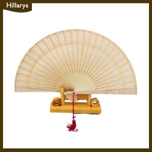 [Hillarys] Fashion Wedding Hand Fragrant Party Carved Bamboo Folding Fan Chinese Wooden Fan Vintage Hollow Antiquity Folding Fan Home Decor