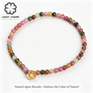 Lucky Charm Natural Jade Colorful Agate Flower Bracelet Lucky Charms Jewelry SL05 With Jewelry Box