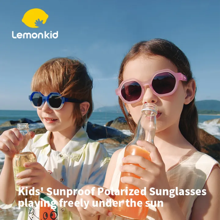 เครื่องประดับเด็กผู้หญิง Lemonkid แว่นกันแดดโพลาไรซ์เด็กที่มีน้ำหนักเบาบล็อกพับเก็บได้แว่นตากันแดดหกเหลี่ยม UV LK2240222   LK2240223