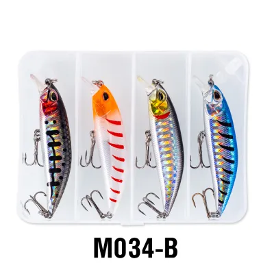 4pcs/Box Fishing Baits 6.7cm/7cm Sinking Crankbait Minnow Lures 3D Eyes Swimbait with 2 Treble Hook Hard Lure for Bass Trout