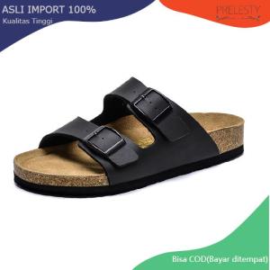 Prelesty Vintage Trendy Fashion Sandal Pria Casual Kulit Outdoor Sendal Birken Selop Keren Empuk Nyaman Ringan Kekinian 374
