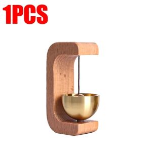 กริ่งประตูไร้สายระฆังลมทองเหลืองแม่เหล็กแข็งไม้กระดิ่งสวยงามประตูทางเข้าจี้รูปกระดิ่งการตกแต่งบ้านเรียบง่าย