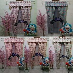Gorden Pintu Kamar Jendela Panjang 2 Meter Model Poni Rumbai Motip Bunga Chic Bahan Blackout Import