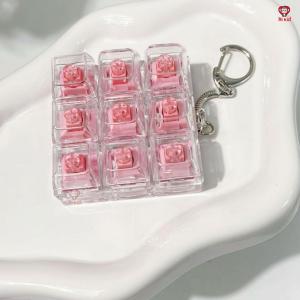 [SG Seller]9 Keys Mechanical Switch Fidget Keychain Pas Transparent Decompression Button Toy