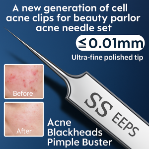 High Precision Cell Clamp Ultra Fine Acne Needle Blackhead Clip Tweezers Stainless Steel Blackhead Removal Tool Pimple Extractor
