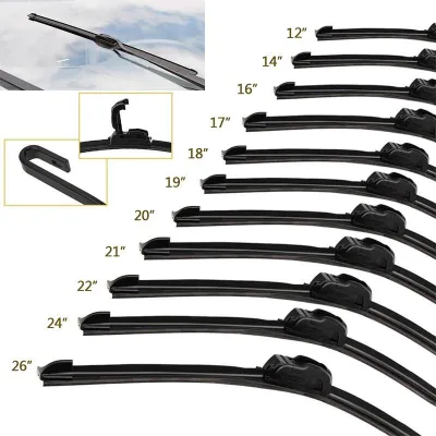 Universal Car Wiper Blade U Hook Type Windscreen Windshield Rubber Hybrid Auto Wipers Accessories