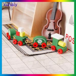 xuhaiy 1:12 Dollhouse Miniature Train Christmas Snowflake Small Train Model Carriages Toy Kids Pretend Play Toy Doll House Accessories