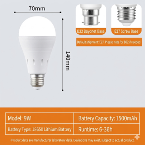 Emergency Rechargeable Light Bulbs Portable Automatic charging Removable Bulb Equivalent Self-Charging LED Light for Home Camping Hiking