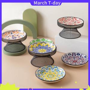 March Gốm sứ mèo bát với Bohemia thiết kế mèo thực phẩm bát nước tấm Snack Món ăn tầm cỡ lớn chống tip với đứng cho cổ bảo vệ