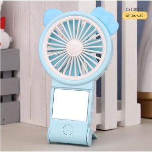 Kipas angin rias kaca Makeup 2in1 Lipat Usb Portable Charge Kipas Mini Portabel Cermin Angin Multifungsi